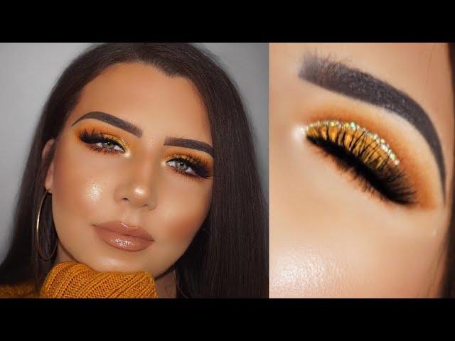 Mustard Yellow Glitter & Glam Thanksgiving Makeup Look | Tempest Taylor
