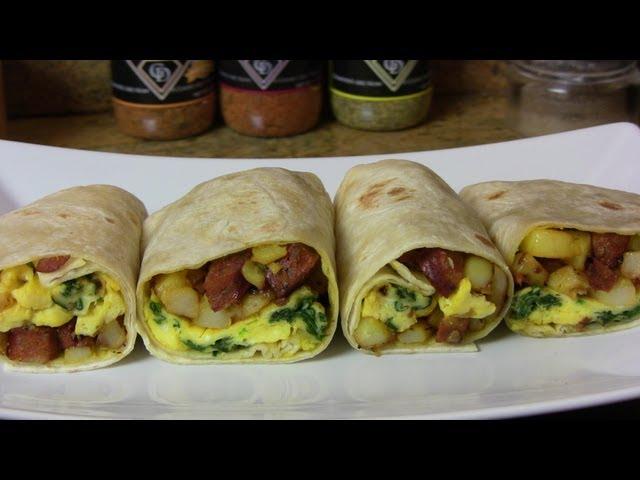 Potato, Egg, & Smoked Sausage Breakfast Burrito | Cooking With Carolyn