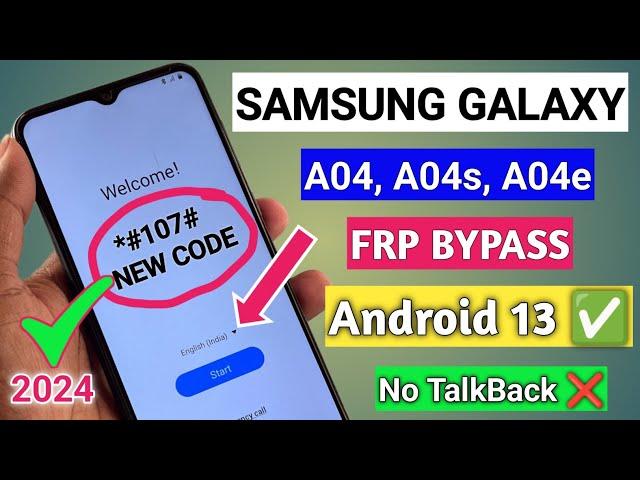 Samsung A04/A04s/A04e FRP Bypass Android 13 Without Pc 2024 | TalkBack Not Working