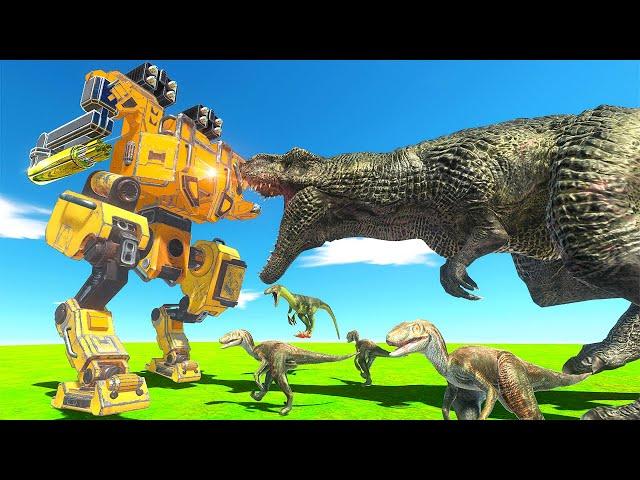 NEW Battle Robot vs Army of DINOSAURS - Animal Revolt Battle Simulator