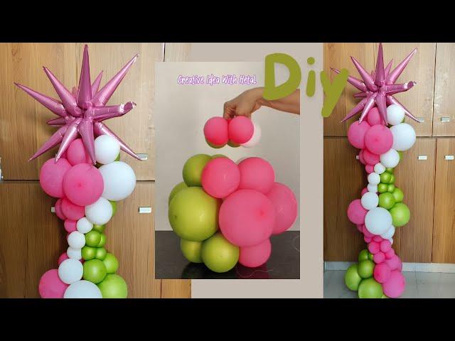 how to make BALLOON COLUMN WITHOUT STAND - balloon arch