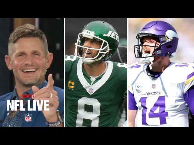 NFL LIVE | Sam Darnold will end Rodgers' career in London - Dan picks Vikings win vs Jets, start 5-0