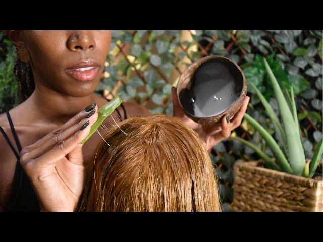 ASMR Extremely Relaxing Aloe GEL Treatment, Hair wash, COCONUT Shampoo, Scalp Inspection