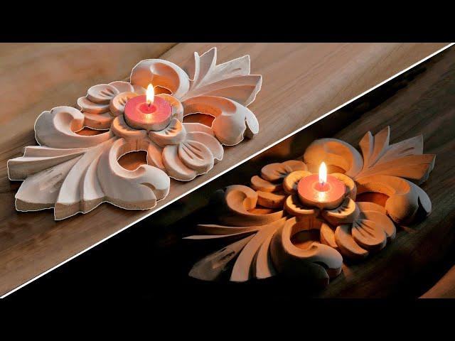 Wooden candle holder for Tealights | How to make a nice candle holder | Carved candle holder