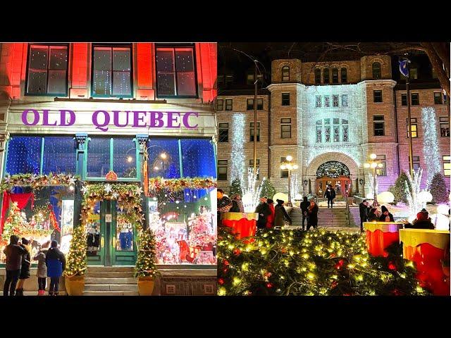 [4K] Old Quebec City Christmas Walk: German X-mas Market Notre-Dame de Québec St. Jean St. 2021