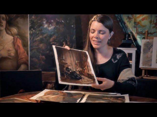 Showing you my Old Paintings | ASMR Cozy Basics (tracing, pointing, soft spoken)