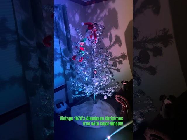 Awesome! 1970’s Silver Aluminum Christmas Tree with Color Spotlight!—Beautiful!!