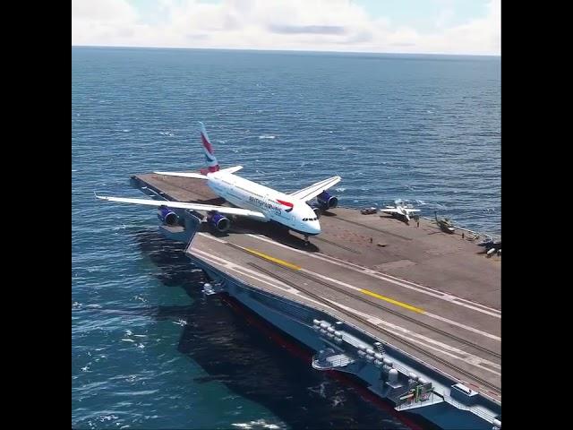 Extremely Dangerous takeoff of a British Airways Airbus A380 on the carrier