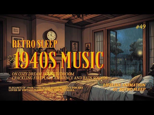 Vintage Classic 1940s Style Tunes Playing in Another Room on Cozy Bedroom but it's Raining | #49