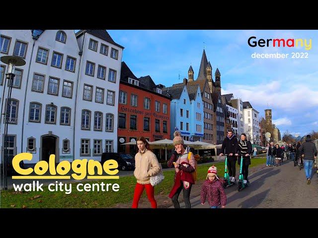 Cologne, Germany - beautiful city centre and river Rhine. 4K Walk tour