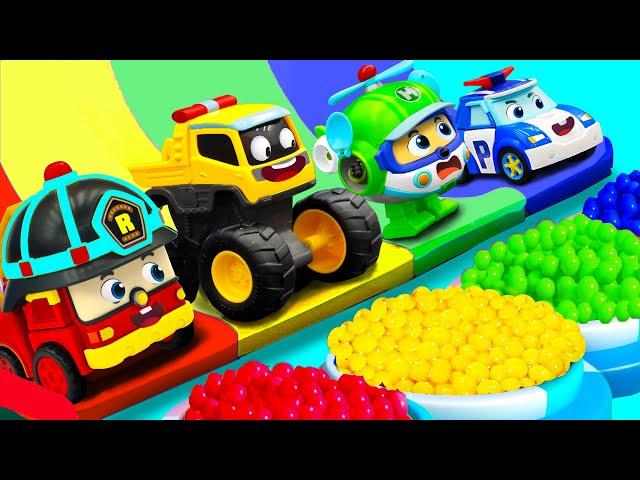 Car Garage Adventure | Police Car, Fire Truck and Helicopter Rescue Mission | Dinky TV