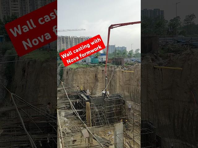 Casting 12 feet walls with RMC and Nova formwork #construction #shuttering #casting