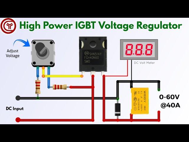 Simple 40A adjustable voltage regulator 0-60v using single IGBT