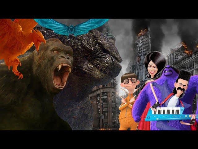 Godzilla, Kong, Rodan and Mothra vs Vector, El Macho, Balthazar Bratt and Scarlett Overkill