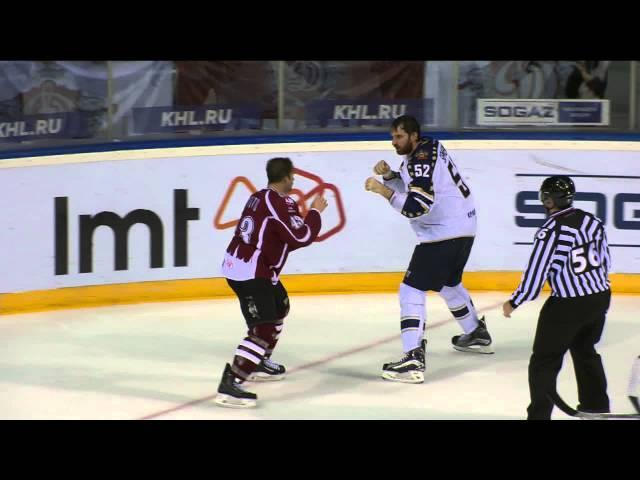 KHL Fight: former New Jersey Devil Tim Sestito VS former Edmonton Oiler Alexei Semenov