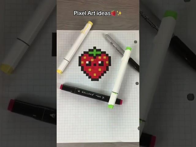 Cute strawberry pixel Art! #pixel #pixelart #pixelartideas