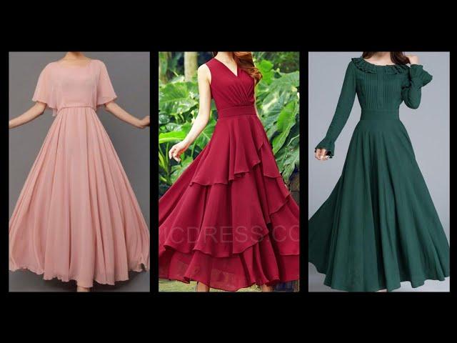 Gorgeous simple & Stylish Plain chiffon long maxi designs 2020 - latest simple plain maxi dresses