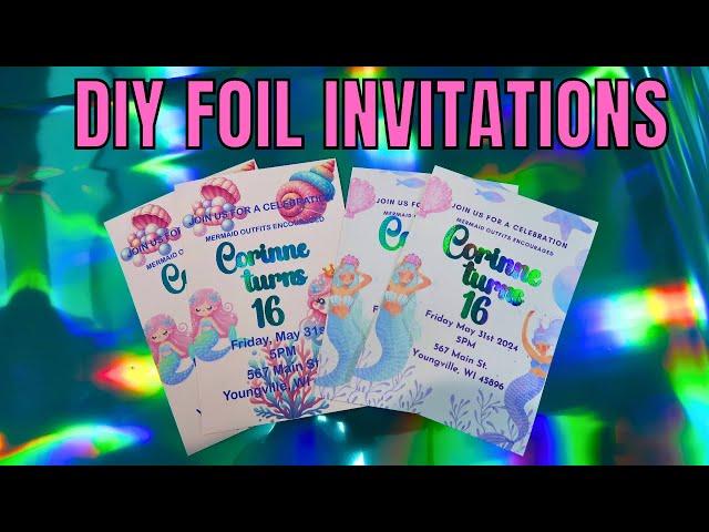 DIY foil invitations using Canva and Cricut - Easy Birthday ideas