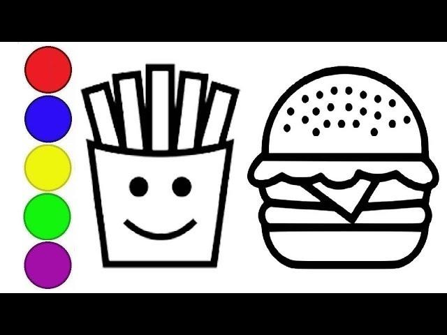 Сурет салып уйрену | Сурет бояу бургер | How to draw a burger french fries