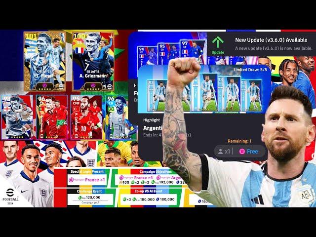 NEW UPDATE!! (V3.6.0) PLAYER REWARD  PACK OPENING!! EFOOTBALL 2024 MOBILE