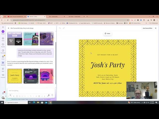 Party Invitation Design with AI using CANVA May 12, 2025