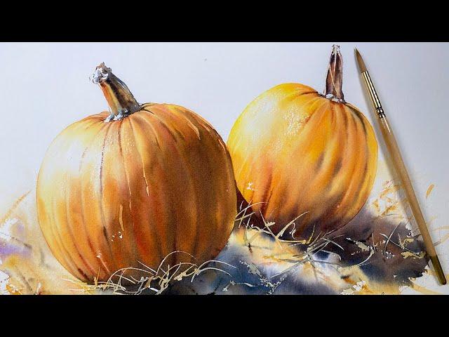 How to Paint a Watercolor Pumpkin Easy Steps