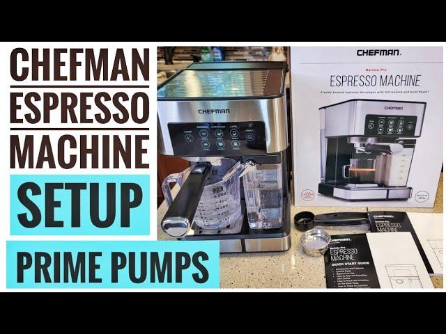 SETUP BEFORE FIRST USE Chefman Barista Espresso Machine RJ54-V2 PRIME PUMPS