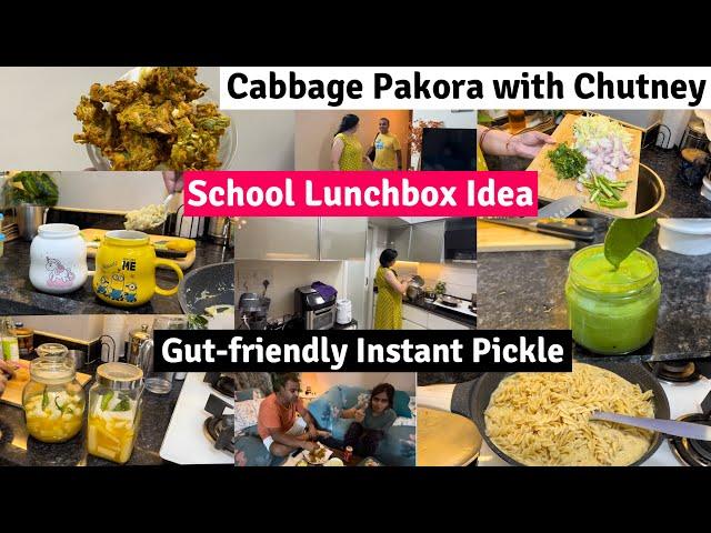 Kids Fav. School Lunchbox Recipe with healthy Twist | Cabbage Pakora, WhiteSauce Pasta, Pickle