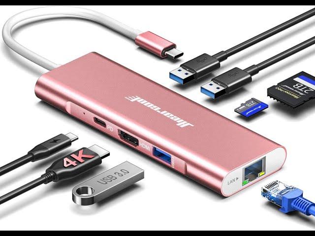 Hiearcool USB-C Hub – High-Speed Ethernet & Multiport Connectivity.