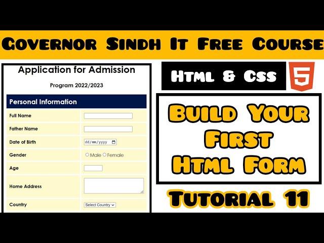 How To Create An Admission Form in Html | Build Your First Html Form | HTML Tutorial for Beginners