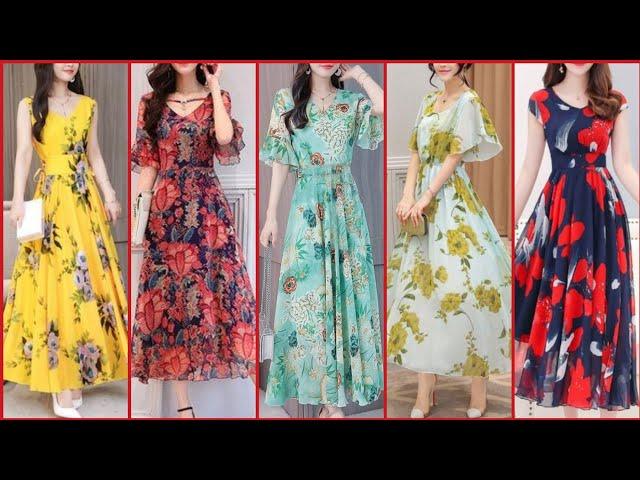 Impressive And Outstanding Floral Print Chiffon Long Maxi Dress Design Idea's 2019