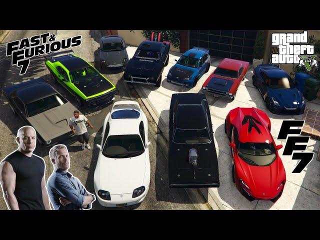 GTA 5 - Stealing Fast And Furious 7 Movie Cars with Franklin | (GTA V Real Life Cars #66)