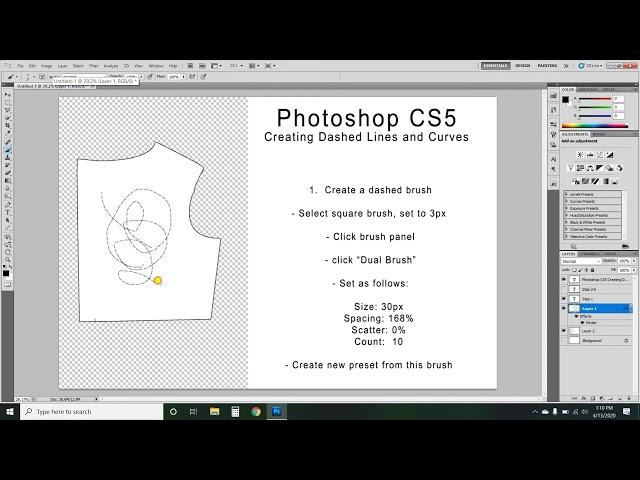 How to create dashed lines and curves in Photoshop CS5