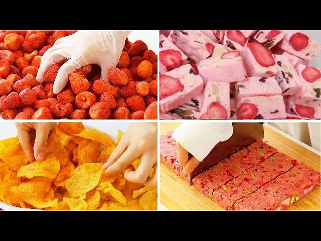 1 Hour Baking Video Without Music | Relaxing Cooking Sounds | Strawberry Nougat, Cheesecake