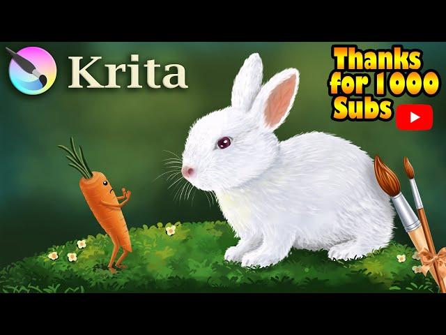 Krita Digital Drawing Tutorial- Digital Illustration of white Rabbit  - Speed art by Pallab Biswas