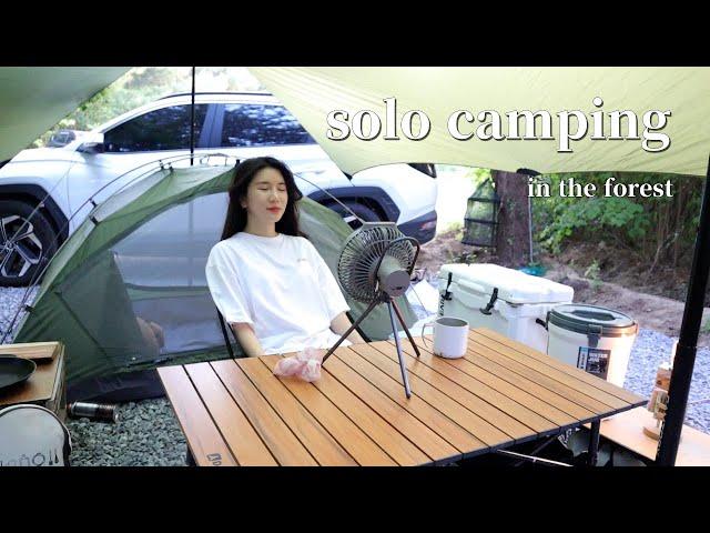 Solo camping in the woods/ Cooking beef /Summer camping