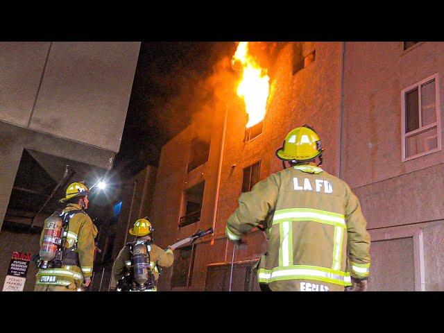 LAFD Working Apartment Fire: FS41 (Hollywood)