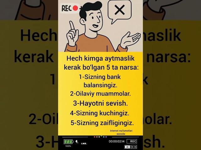 Hech kimga aytmaslik kerak bo‘lgan 5 ta narsaManoli gaplar Hikmatli sõzlar Motivatsiya
