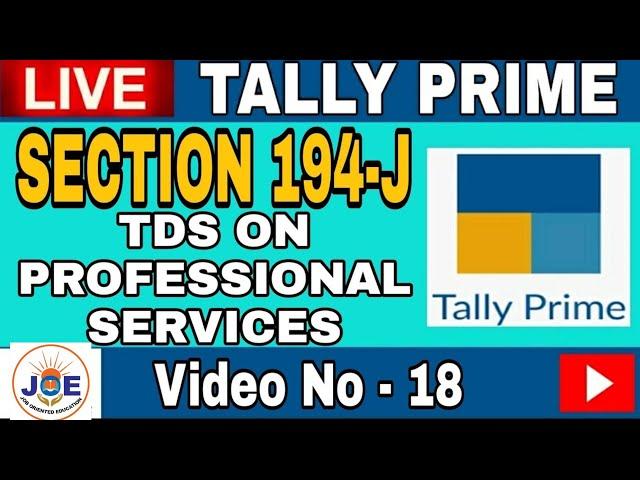 TDS on Professional Services Entry in Tally Prime | Section 194-J | TDS Entry in Tally Prime 