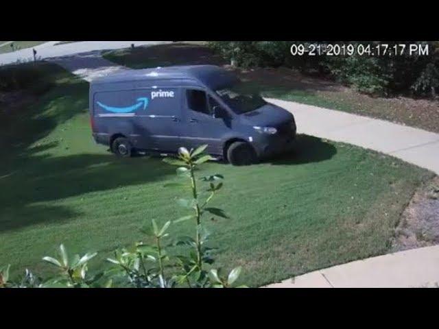 Video shows Amazon driver plowing through man's yard -- twice