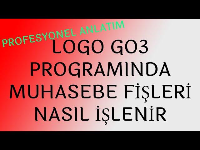 LOGO GO3  PROGRAMINDA MUHASEBE FİŞLERİ NASIL İŞLENİR