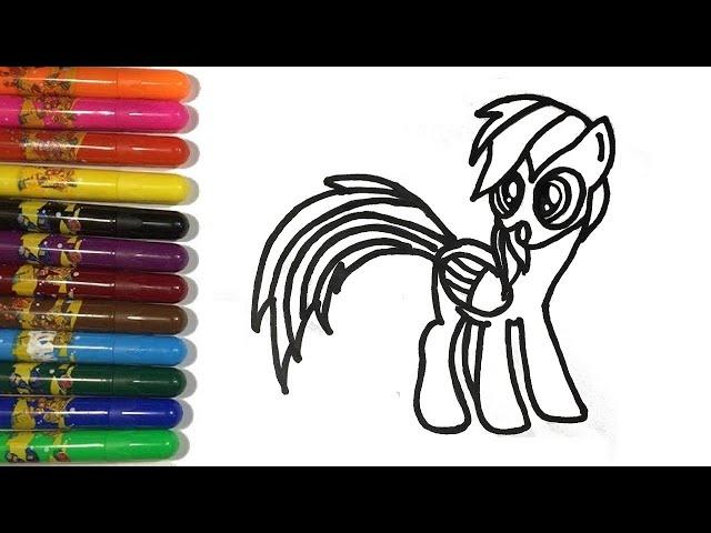 Сурет салу және бояу| Как нарисовать Пони Радугу Раскраска |My little Pony  Rainbow Dash