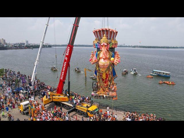 Khairatabad Ganesh Nimajjanam Drone visuals 2024 | Khairatabad Ganesh Nimajjanam 2024 #Khairatabad