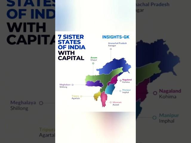 Seven Sister States of India with Capital : @INSIGHTS1979 #sevensisters #shorts #viralshort #yt