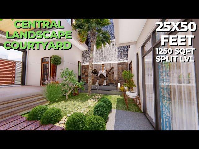 25X50 Feet | 1250 sqft  Split Level House with Large Central Courtyard | 140 Gaj | ID-170