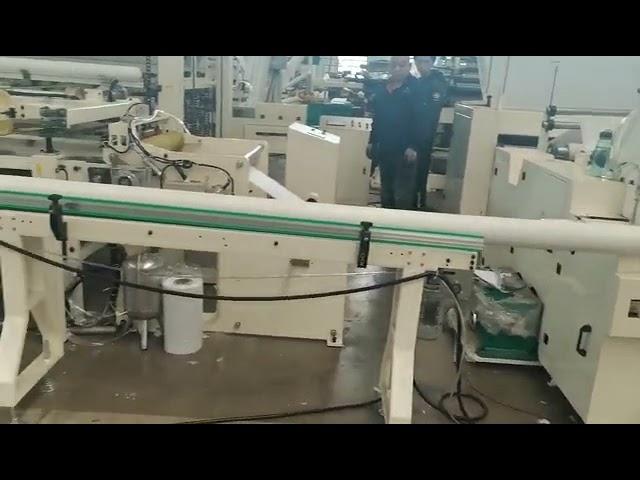 Non stop high capacity 300m/min glue lamination kitchen paper towel roll production line