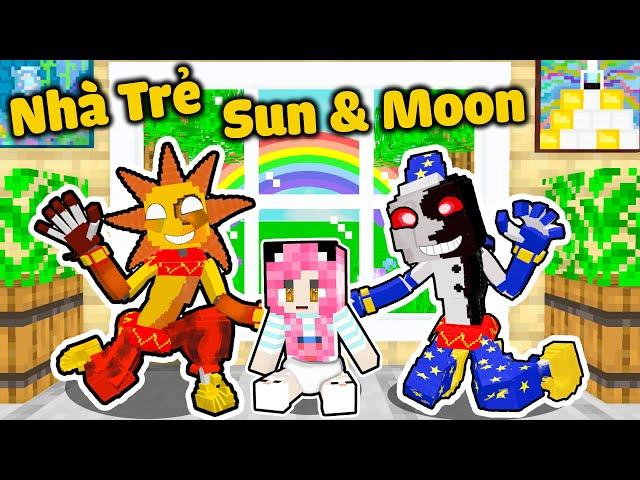 MỀU THỬ THÁCH 24GIỜ TRỐN KHỎI NHÀ TRẺ SUN AND MOON TRONG MINECRAFT*REDHOOD TRỞ THÀNH EM BÉ MOON DROP
