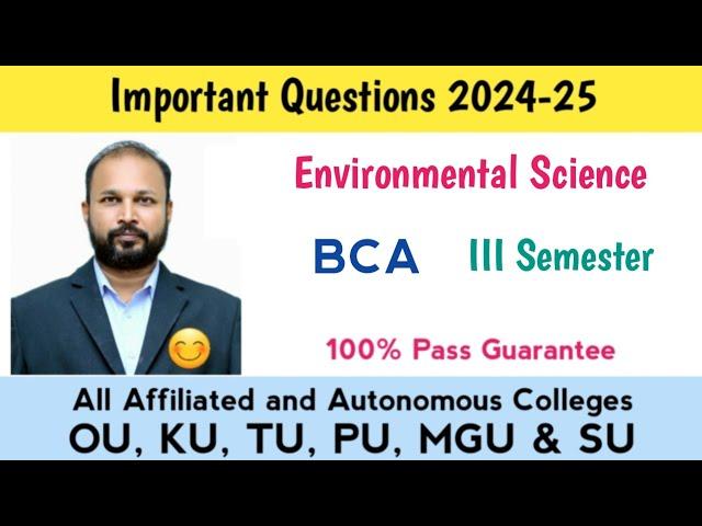 Environmental Science Important Questions 2024-25 UG Degree BCA III Semester 3rd Sem Imp OU PU KU TU