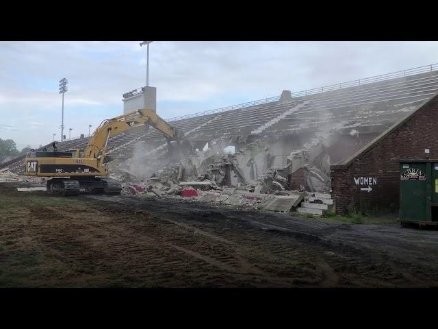 The demolition of Cottingham Stadium begins