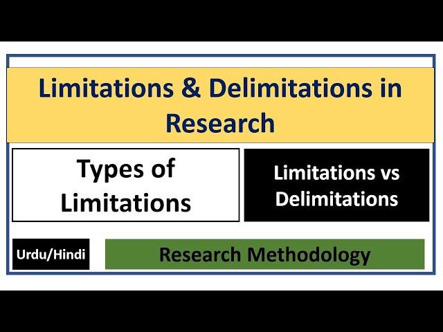 What are Limitations & Delimitations of Research? Types of Limitations- Limitations vs Delimitations